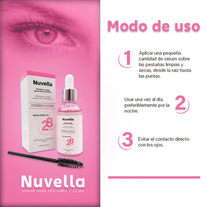 NUVELLA - Serum de Pestañas y Cejas | Crecimiento Rápido y Volumen