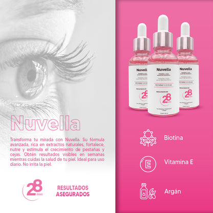 NUVELLA - Serum de Pestañas y Cejas | Crecimiento Rápido y Volumen