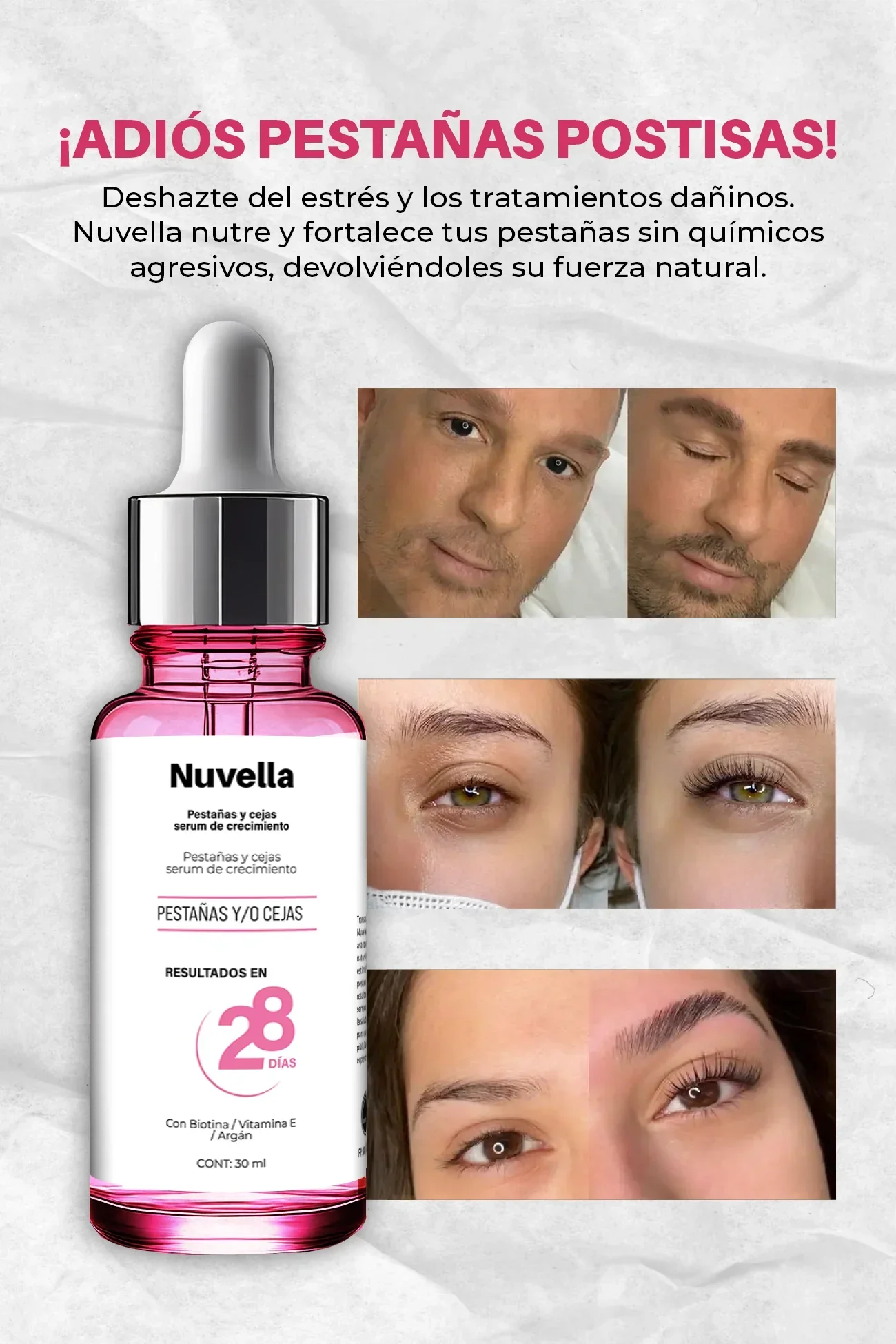 NUVELLA - Serum de Pestañas y Cejas | Crecimiento Rápido y Volumen