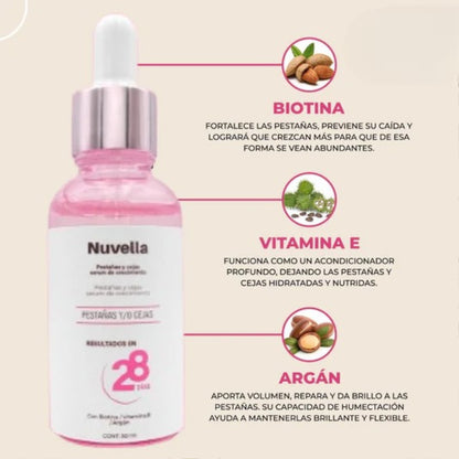 NUVELLA - Serum de Pestañas y Cejas | Crecimiento Rápido y Volumen