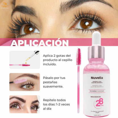 NUVELLA - Serum de Pestañas y Cejas | Crecimiento Rápido y Volumen